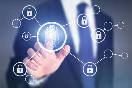 Fingerprint authorization access concept, personal data information securityの写真素材