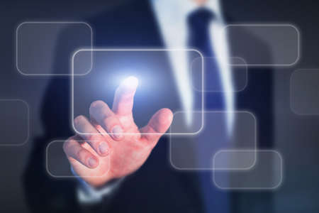 abstract business technology concept, touch screen interface button, managementの写真素材