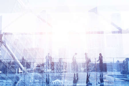 office life, business people in urban modern backgroundの写真素材