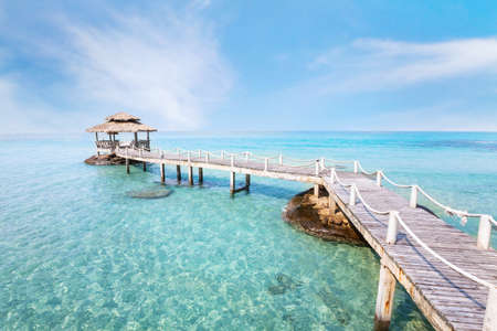 beautiful paradise beach landscape background, tropical island with turquoise waterの写真素材