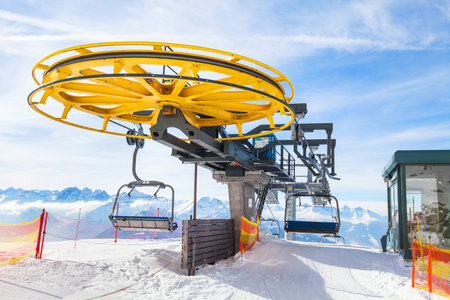 ski lift in winter mountains, Austria