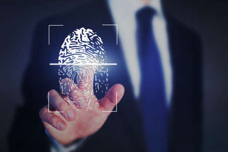 fingerprint authentication, internet security conceptの写真素材