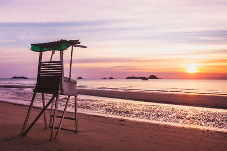 beautiful nature background, quiet tropical beach landscape at sunsetの写真素材