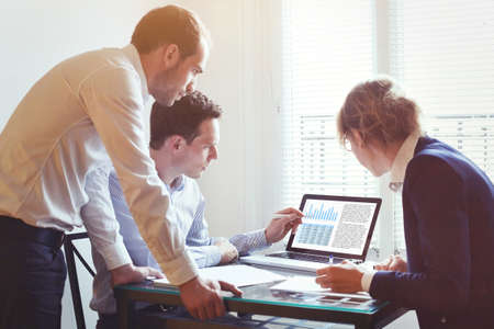 business people working on project together in the office, teamwork conceptの写真素材
