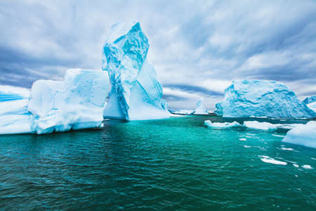 Antarctica beautiful cold landscape with icebergs, epic scenery, antarctic winter nature beautyの写真素材