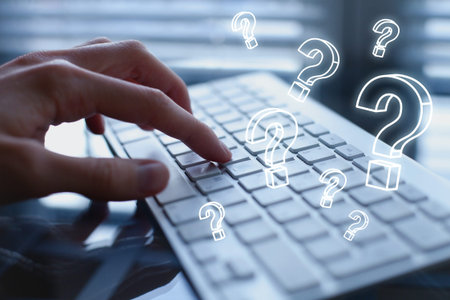 ask quiestion online, FAQ concept, what where when how and why, search information on internet