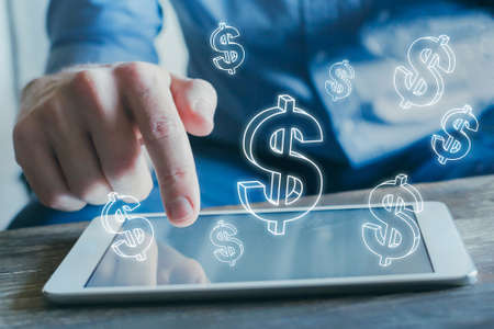 financial concept, online business profit, e-business, earn money on internet, e-commerceの写真素材