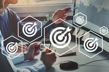goals in business, target or aim for company, corporate strategy planning conceptの写真素材