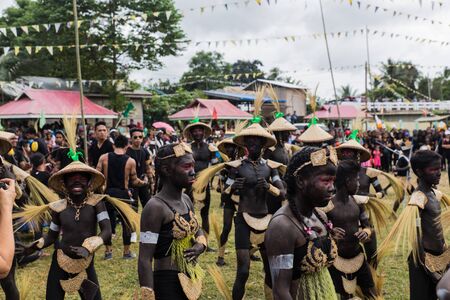 EL NIDO, PALAWAN PHILIPPINES - JANUARY 21, 2018 : Annual january festival fiesta in El Nido with people from every village wearing hand made costumes and dancingのeditorial素材