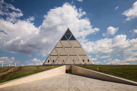 KAZAKHSTAN, NUR-SULTAN - AUGUST 18, 2016: Palace of Peace and Reconciliation, 77 metres high opened in 2006のeditorial素材