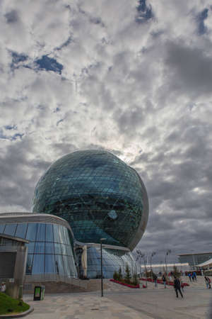KAZAKHSTAN, NUR-SULTAN - AUGUST 11, 2017: parts of Astana Expo building constructionsのeditorial素材