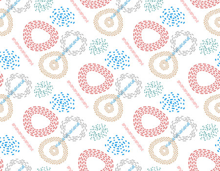Light seamless pattern with abstract shapes and details.
