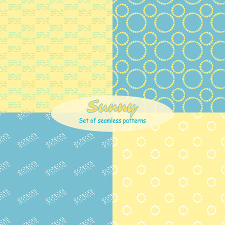 Set of seamless patterns Sunny. Fresh and bright colors. Simple detail.
