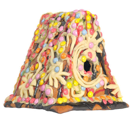 gingerbread house isolated on whiteの写真素材