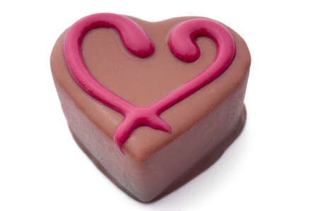 ornamented chocolate heart candy close upの写真素材