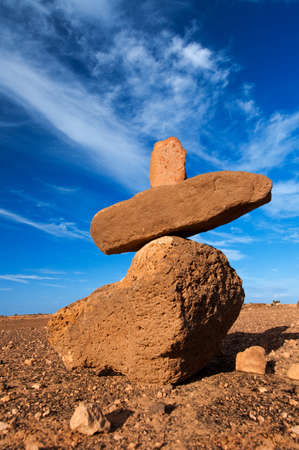 Stone cross on Fuerteventura, Canary islands, Spainの写真素材