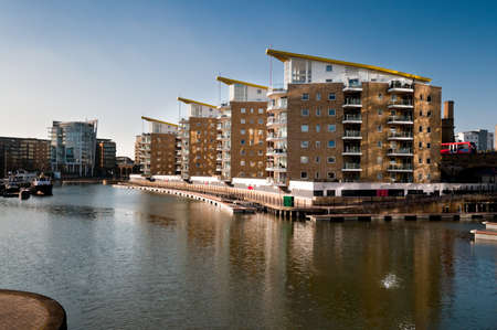 Residential buildings by Limehouse Basin in East Londonのeditorial素材