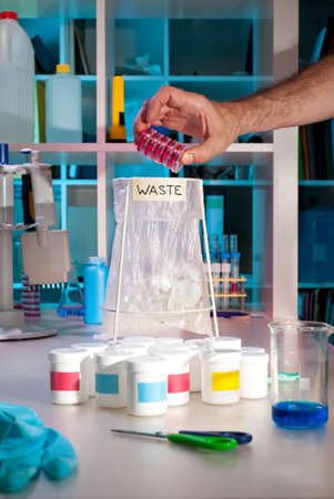 Rapid accumulation of scientific waste in a modern laboratoryの写真素材