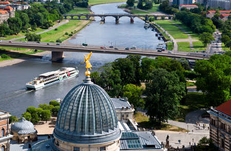 Dresden, aerial view to Elbe river from Frauenkircheのeditorial素材