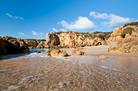 Sandstone cliffs near Albufeira, Portugal の写真素材