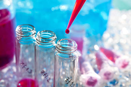 Liquid biological samples in disposable plastic tubes の写真素材