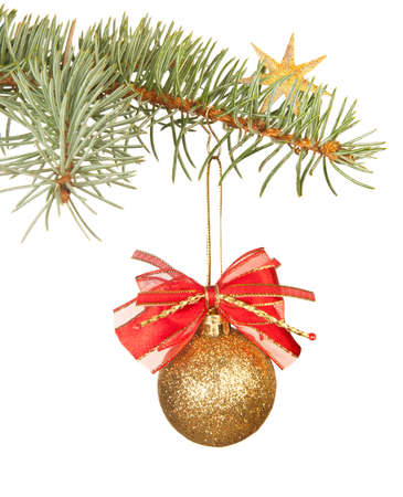 Christmas decorations isolated in whiteの写真素材