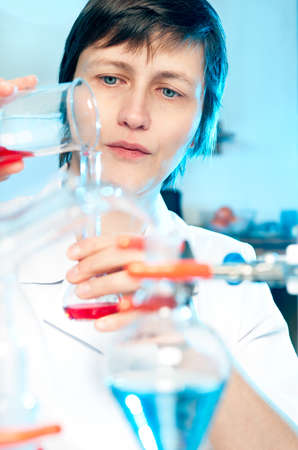 Scientist works in a chemical laboratoryの写真素材