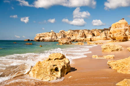 Sandstone cliffs near Albufeira, Portugal の写真素材