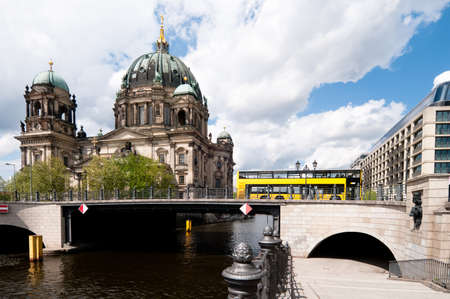 Berlin Cathedral on river Spreeの写真素材