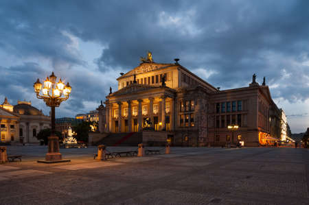 Berlin, Concert House on Gendarmenmarkt Square at nightのeditorial素材