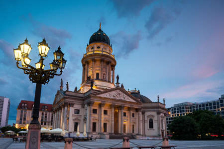 New Church  Deutscher Dom or German Cathedral  on Gendarmenmarkt in the eveningの写真素材