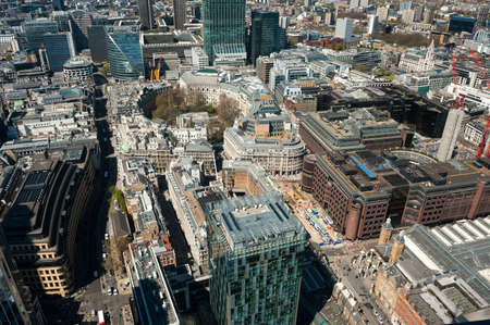 Bird view over the City district  in London, UKの写真素材