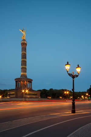 Siegessaule   Berlin Victory Column  in the evening, copy spaceのeditorial素材