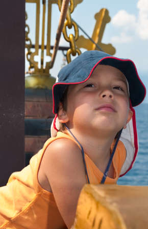 Little boy in sailorの写真素材