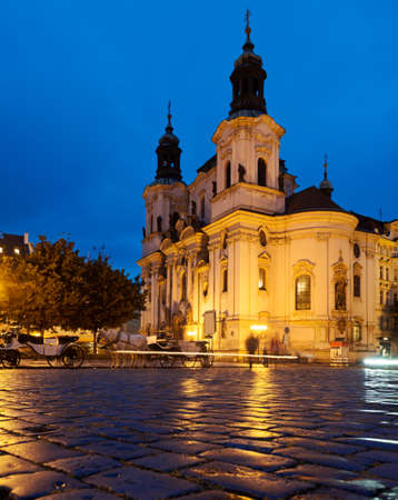St  Nicolas Church in Prague at nightの写真素材