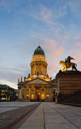 New Church  Deutscher Dom or German Cathedral  on Gendarmenmarkt in the eveningのeditorial素材
