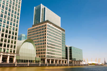 Modern office buildings in Canary Wharf in Londonのeditorial素材