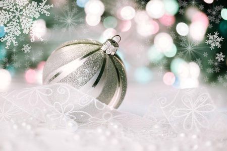 Christmas ball on abstract holiday background, retro effectの写真素材