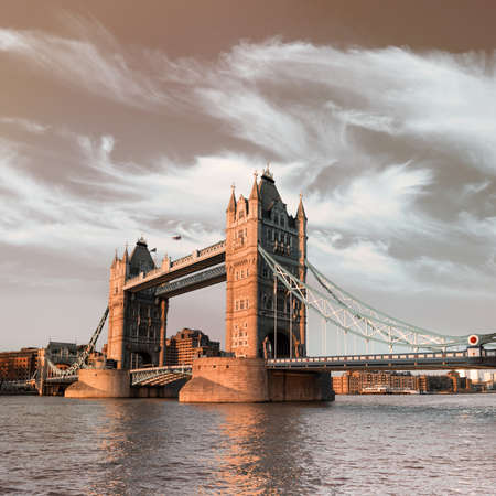 Tower Bridge in London, tinted imageの写真素材