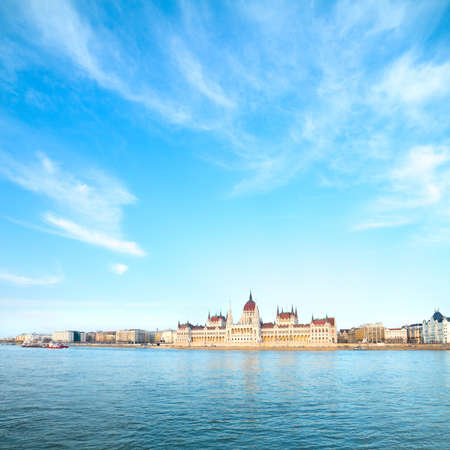 Parliament building in Budapest Hungary on a sunny day square composition space for your textの写真素材