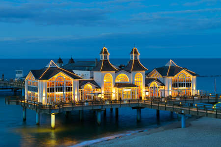 Seebrucke Sellin a famous historical house on island Ruegen in Germanyのeditorial素材