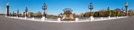 Paris, France, panorama on the Alexander bridge in Autumn. This image is toned.の写真素材