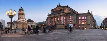 BERLIN, GERMANY - APRIL 30, 2016: Gendarmenmarkt square in Berlin early in the evening. The square was created by Johann Arnold Nering at the end of the seventeenth century.のeditorial素材