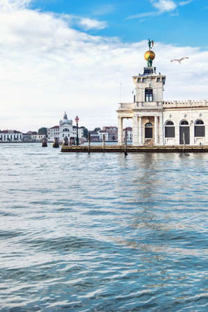Punta della Dogane of Dogana da mar, former Customs House in Venice, Italy on a bright sunny dayのeditorial素材