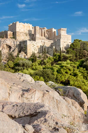 Acropolis fortress from the Areopagus in Athens, Greeceのeditorial素材