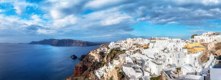Santorini island in Greece, Oia village, day after the storm. Panoramic image.の写真素材