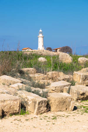 Lighthouse in Pathos, Cyprus island, Greeceの写真素材