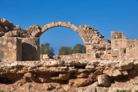 Paphos archaeological park at Kato Pafos in Cyprus, roman archesの写真素材