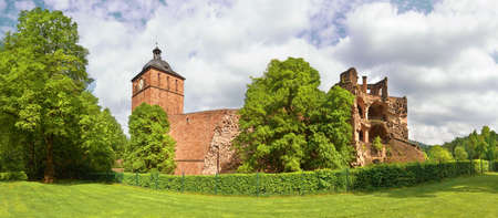 Ruins of Heidelberg Castle (Heidelberger Schloss) in Spring, panoramic imageのeditorial素材