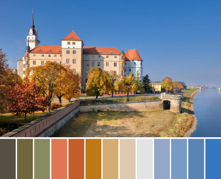 Color matching palette from image of Hartenfels castle in Torgau, a town on the banks of the Elbe...